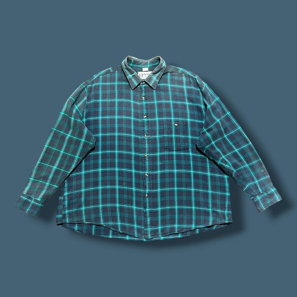 Vintage Sun Faded Flannel Shirt Distressed Long Sleeve Plaid Button Up 80s 2XL